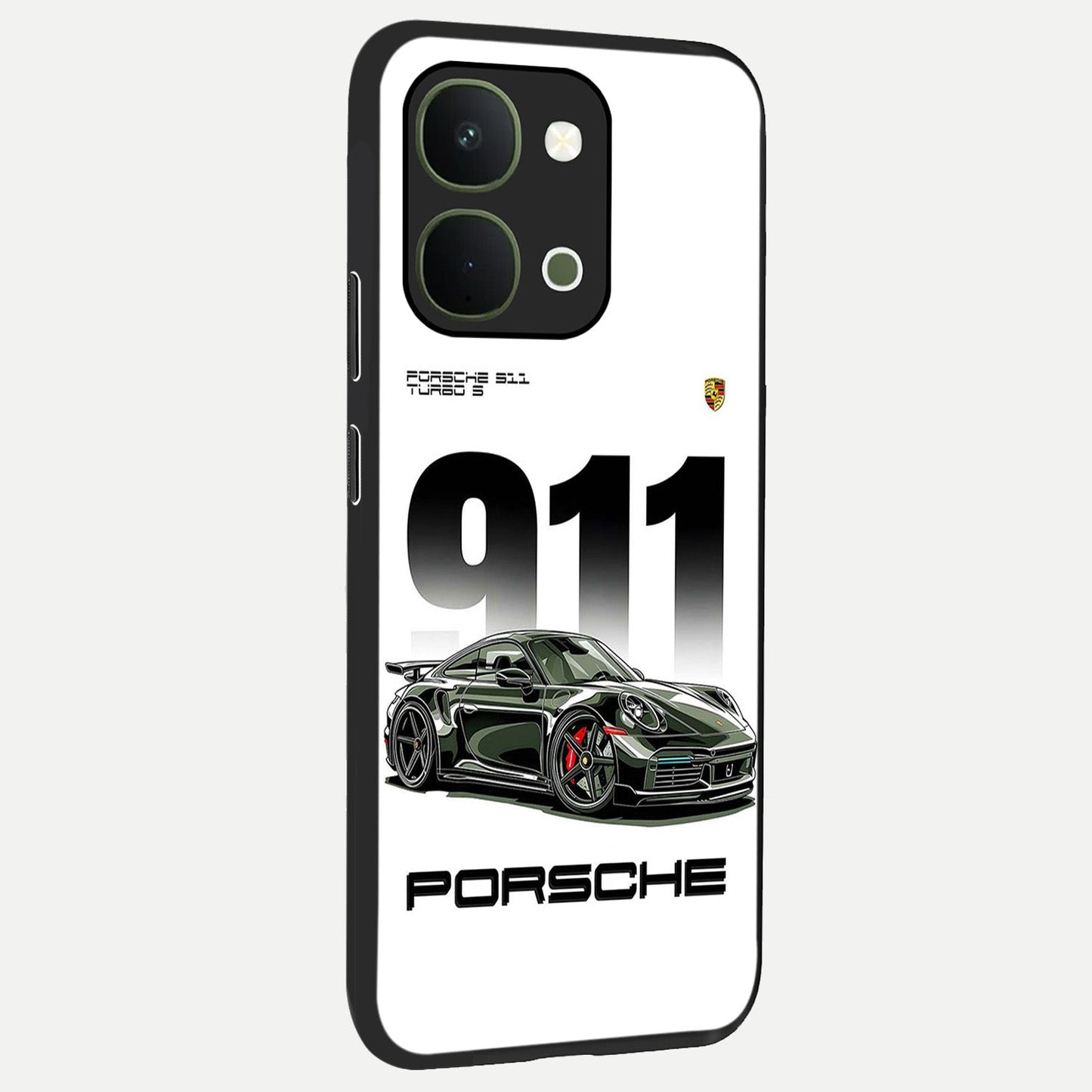 911 Turbo Dominance Glass Case upright perspective showcasing powerful racing design and modern automotive aesthetic.