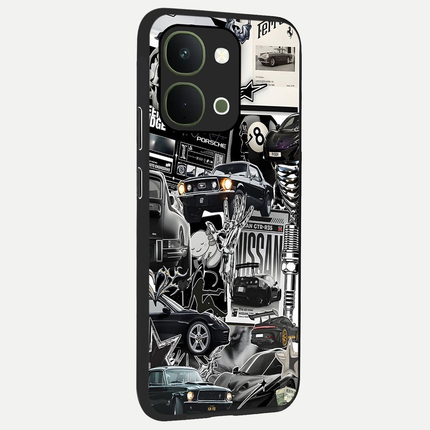 Aesthetic Dark Love Glass Case upright view showcasing dramatic romantic artwork with modern aesthetic style.