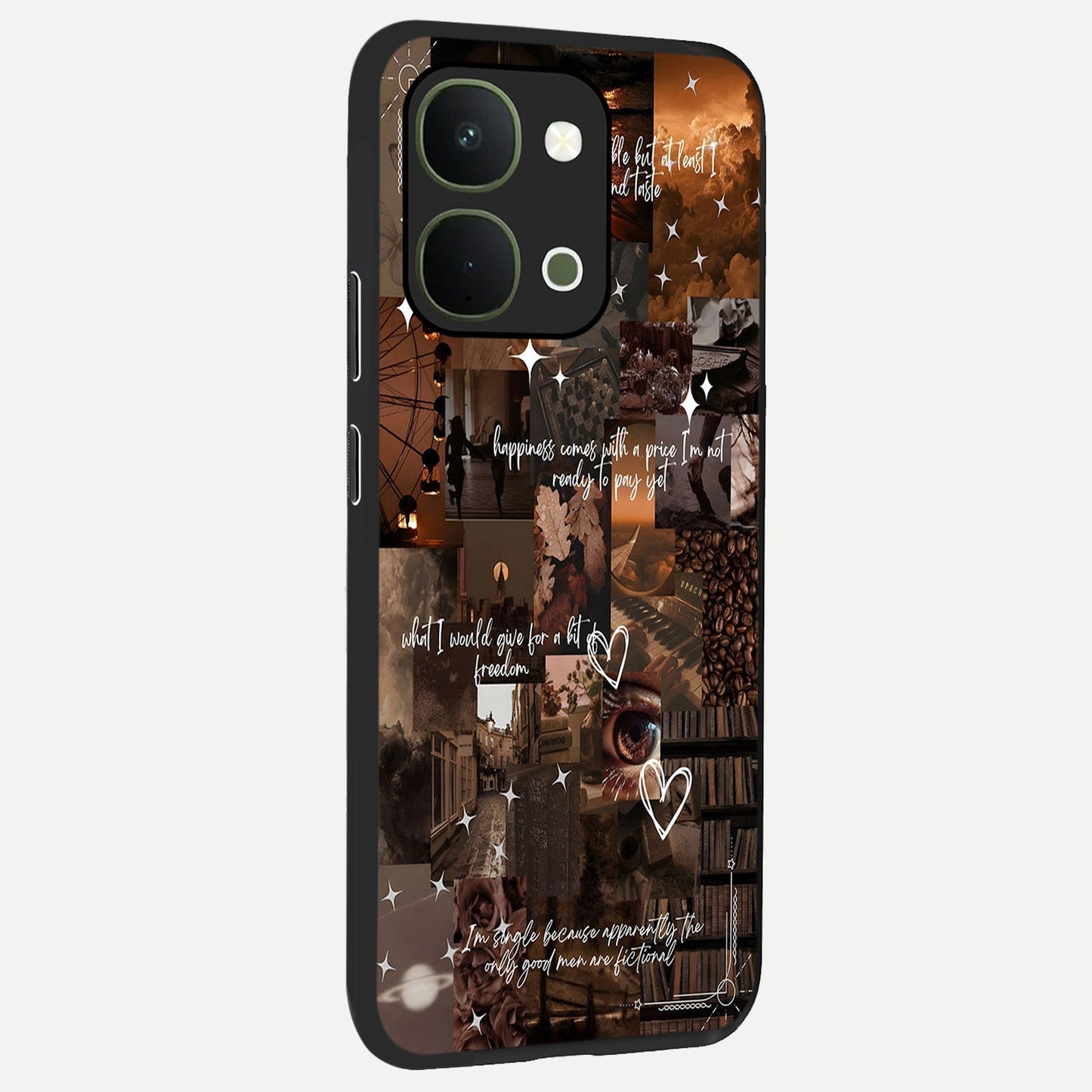 Bittersweet Aesthetic Chaos Glass Case upright view showcasing bold artistic chaos design with modern aesthetic style.