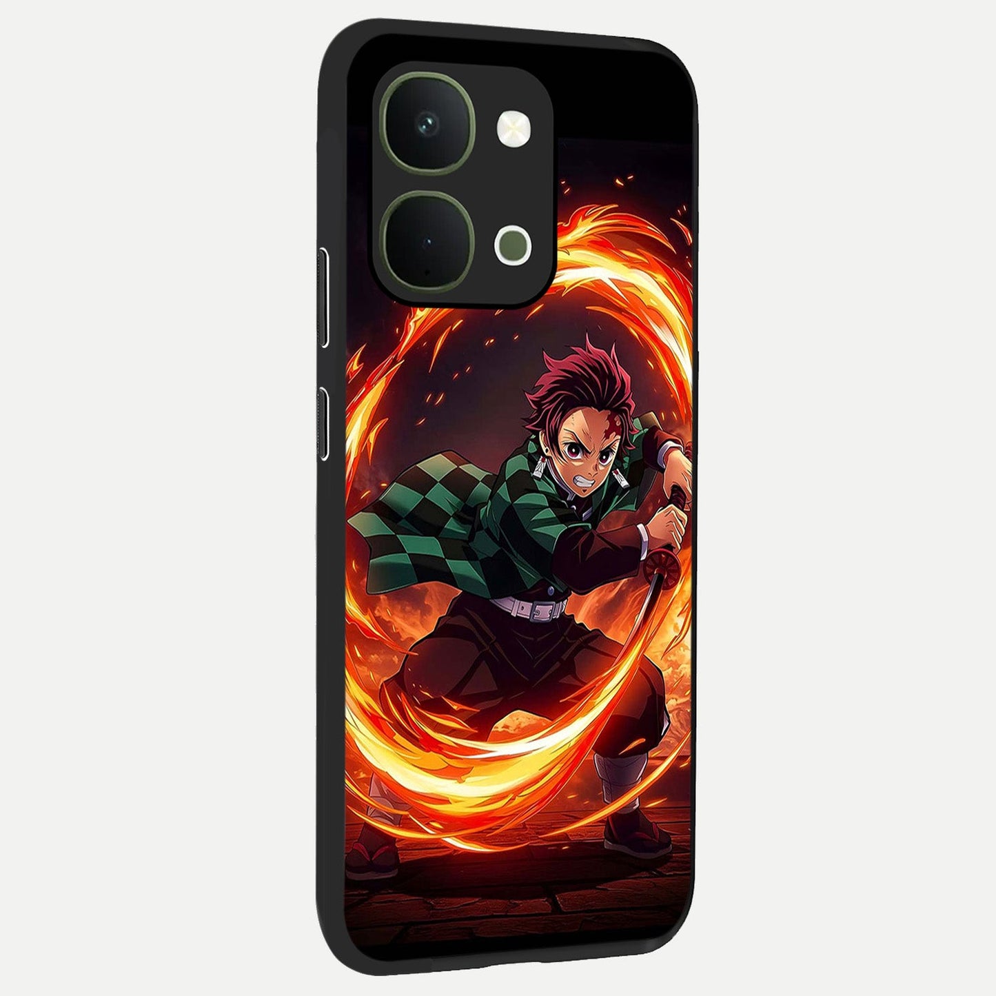 Blazing Sword Resolve Glass Case upright view showcasing dramatic warrior inspired artwork with intense visual style.