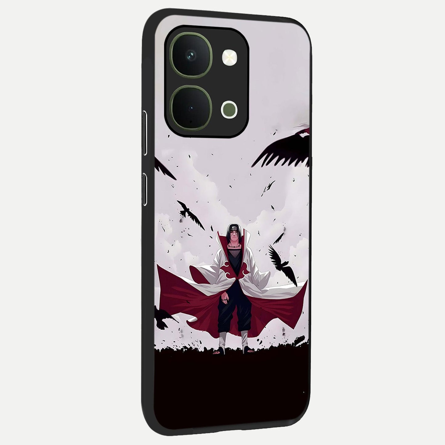Crimson Crow Ascension Glass Case upright view showcasing dramatic crow artwork with bold gothic theme.