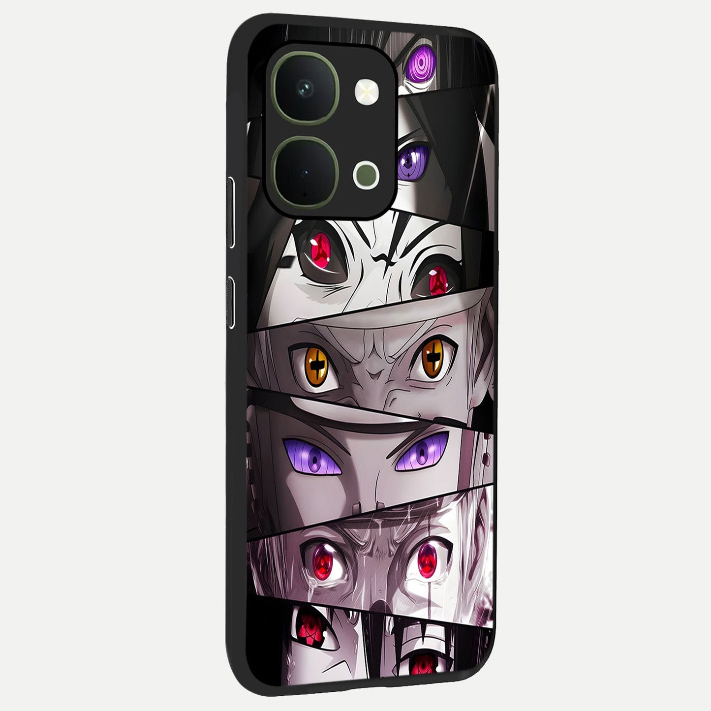 Eyes of Destiny Glass Case upright view showcasing symbolic eye artwork with dramatic artistic theme.