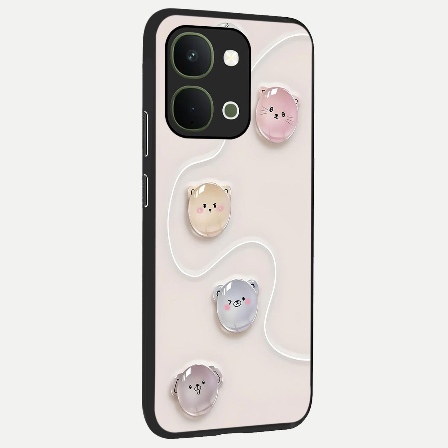 Puffy Face Parade Glass Case upright view showcasing adorable character artwork with cheerful animated theme.