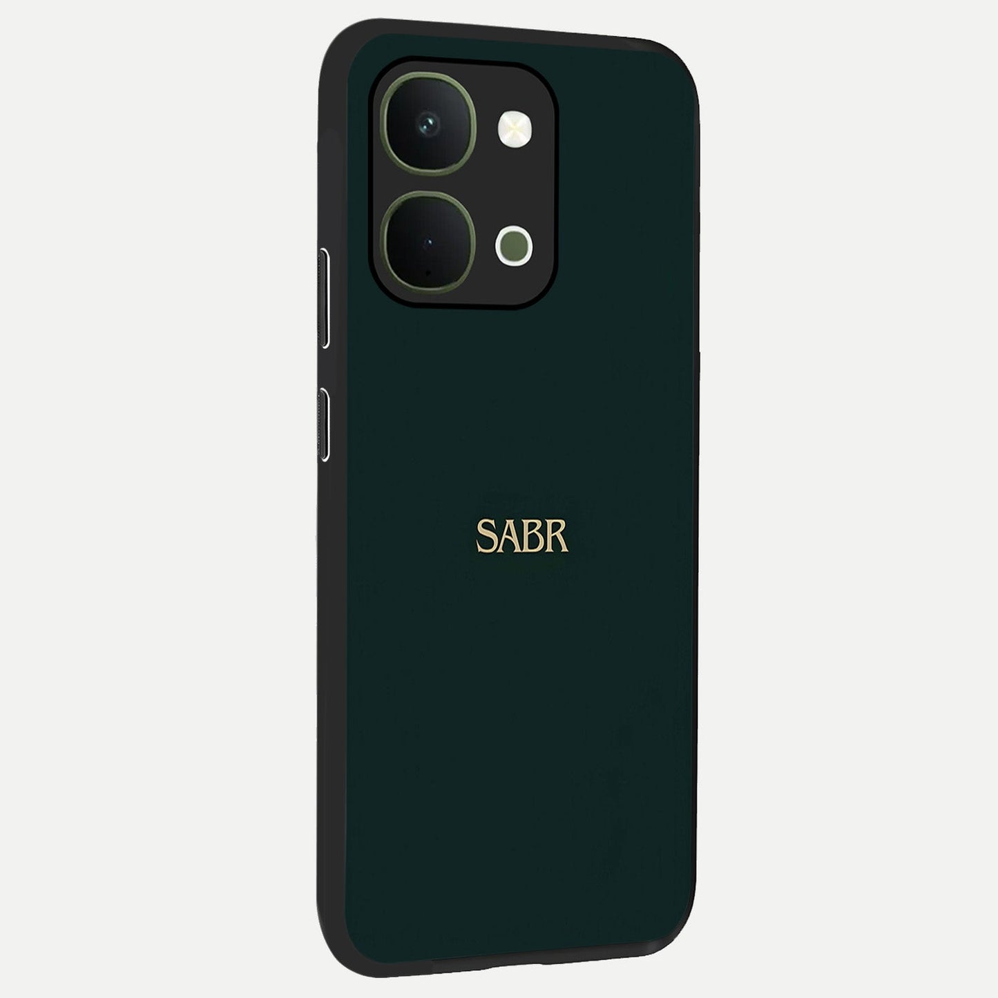Sabr Minimal Patience Glass Case upright view showcasing calm minimalist artwork with motivational patience theme.