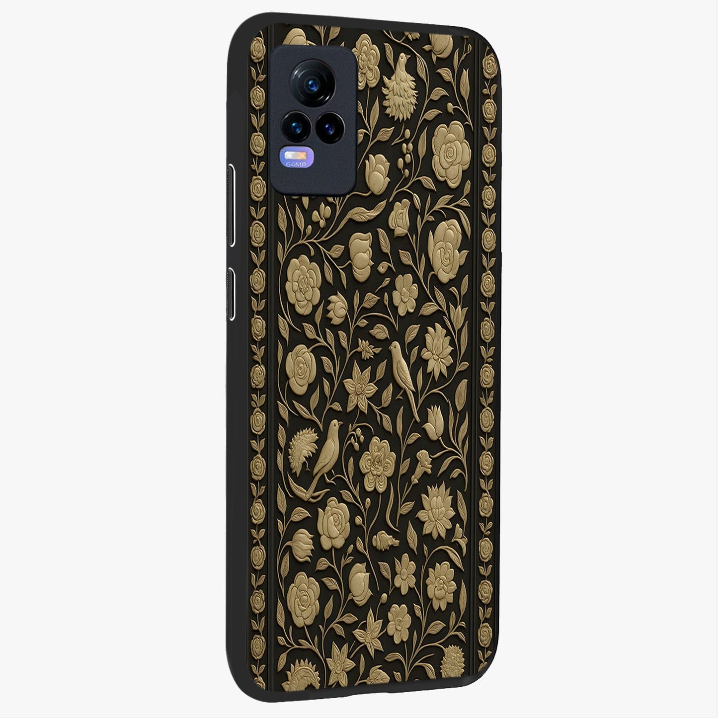 Golden Evil Eye Mandala Glass Case upright view showcasing decorative evil eye mandala artwork with spiritual aesthetic style.
