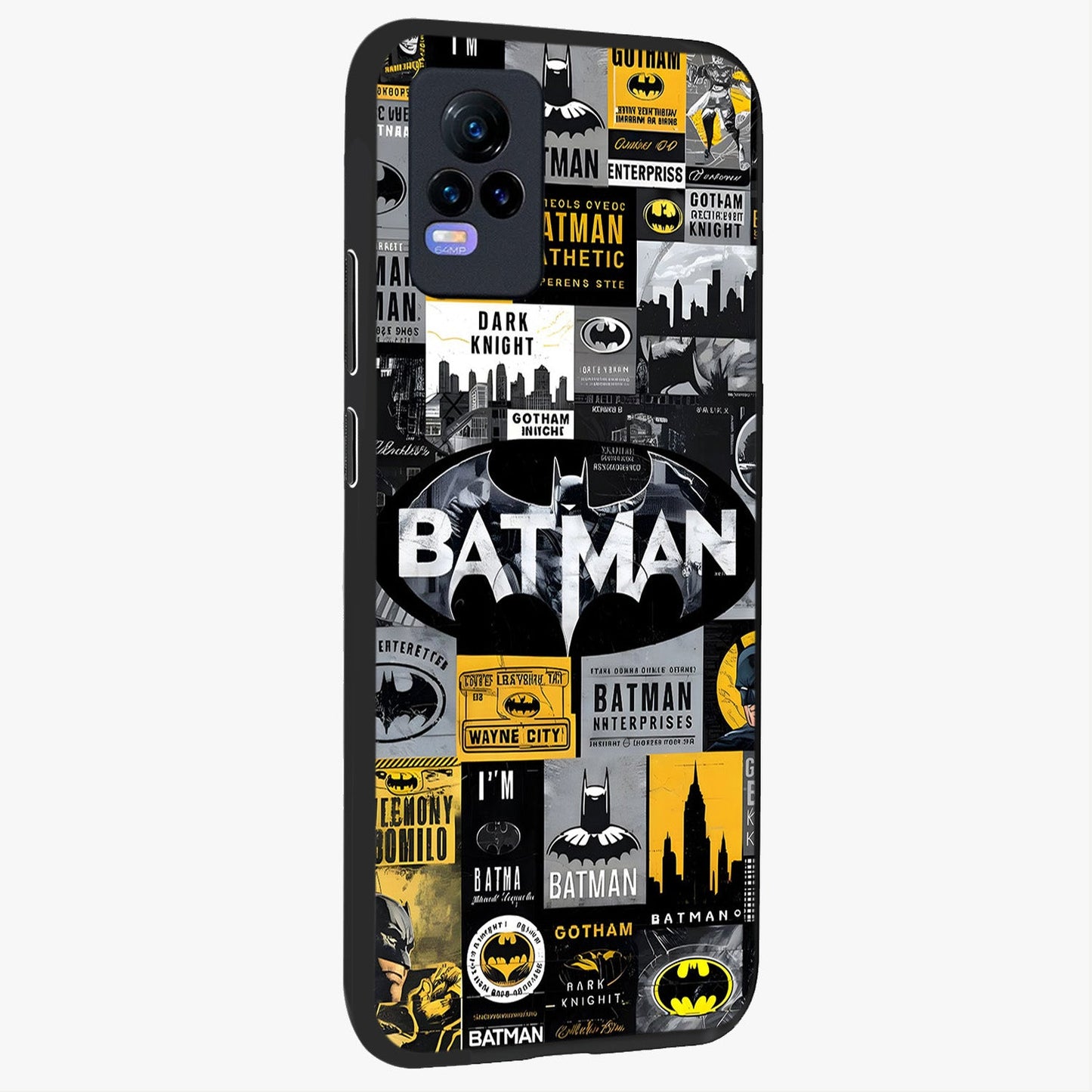 Knight Gotham Rise Glass Case upright view showcasing bold vigilante themed artwork with gothic city vibe.