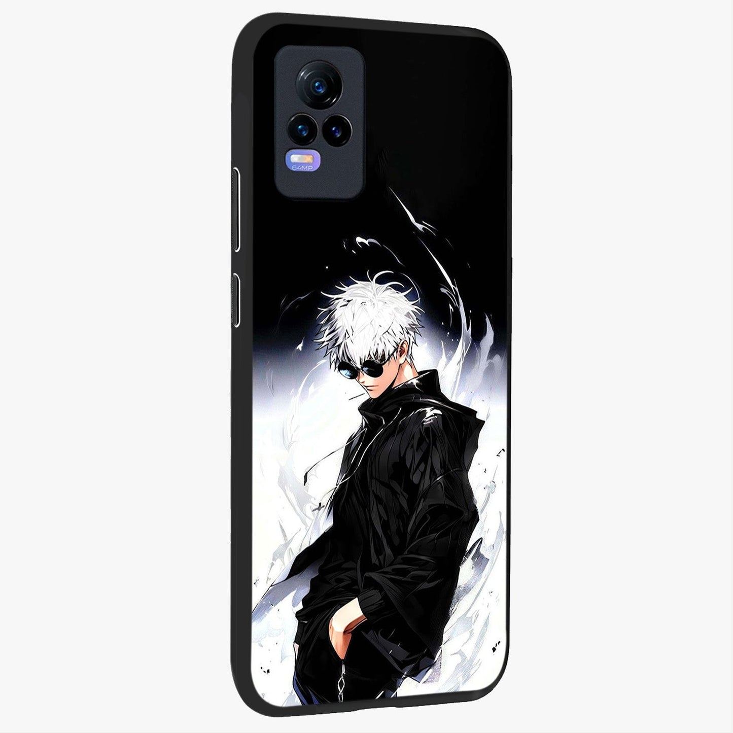 Limitless Shadow King Glass Case upright view showcasing bold shadow warrior artwork with epic fantasy theme.