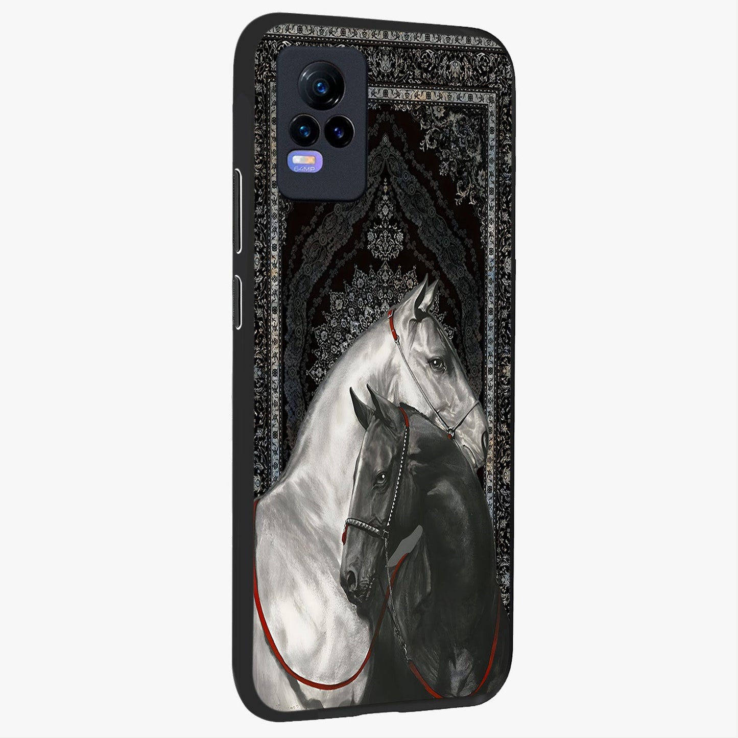 Majestic Ride Legacy Glass Case upright view showcasing dynamic ride inspired artwork with modern automotive theme.
