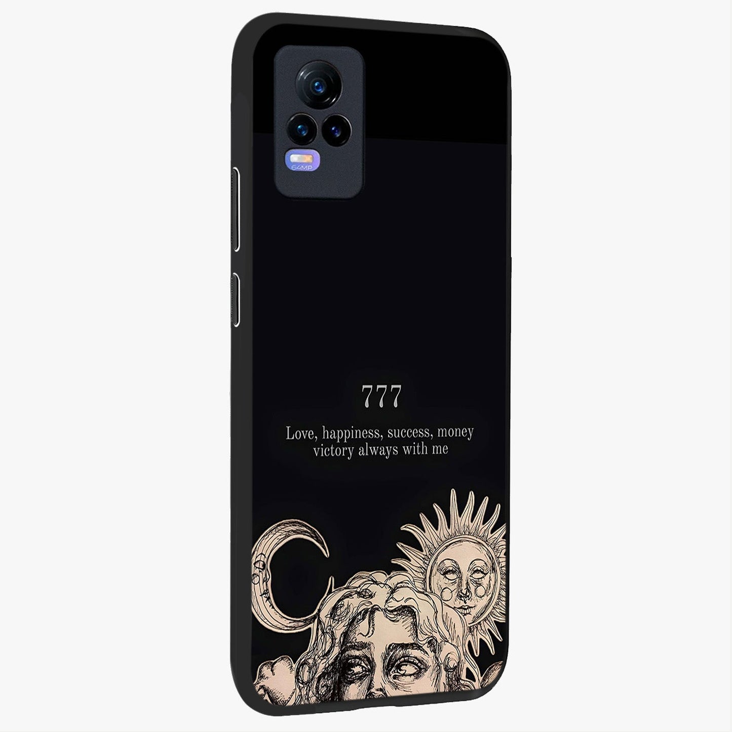 Mystic Victory Aura Glass Case upright view showcasing powerful victory themed artwork with spiritual energy vibe.