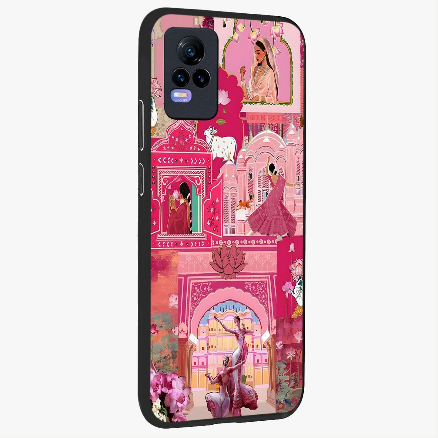 Pink Palace Muse Glass Case upright view showcasing artistic palace artwork with graceful royal theme.