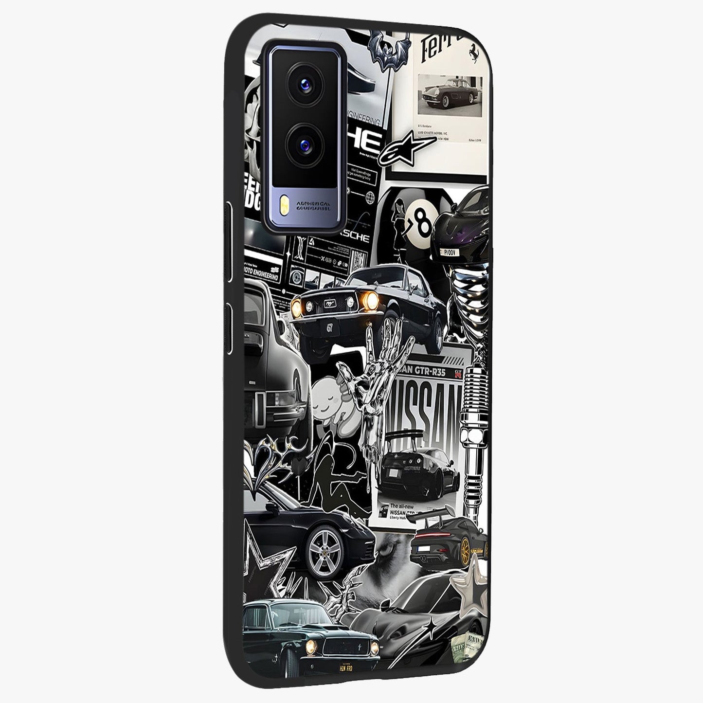 Aesthetic Dark Love Glass Case upright view showcasing dramatic romantic artwork with modern aesthetic style.