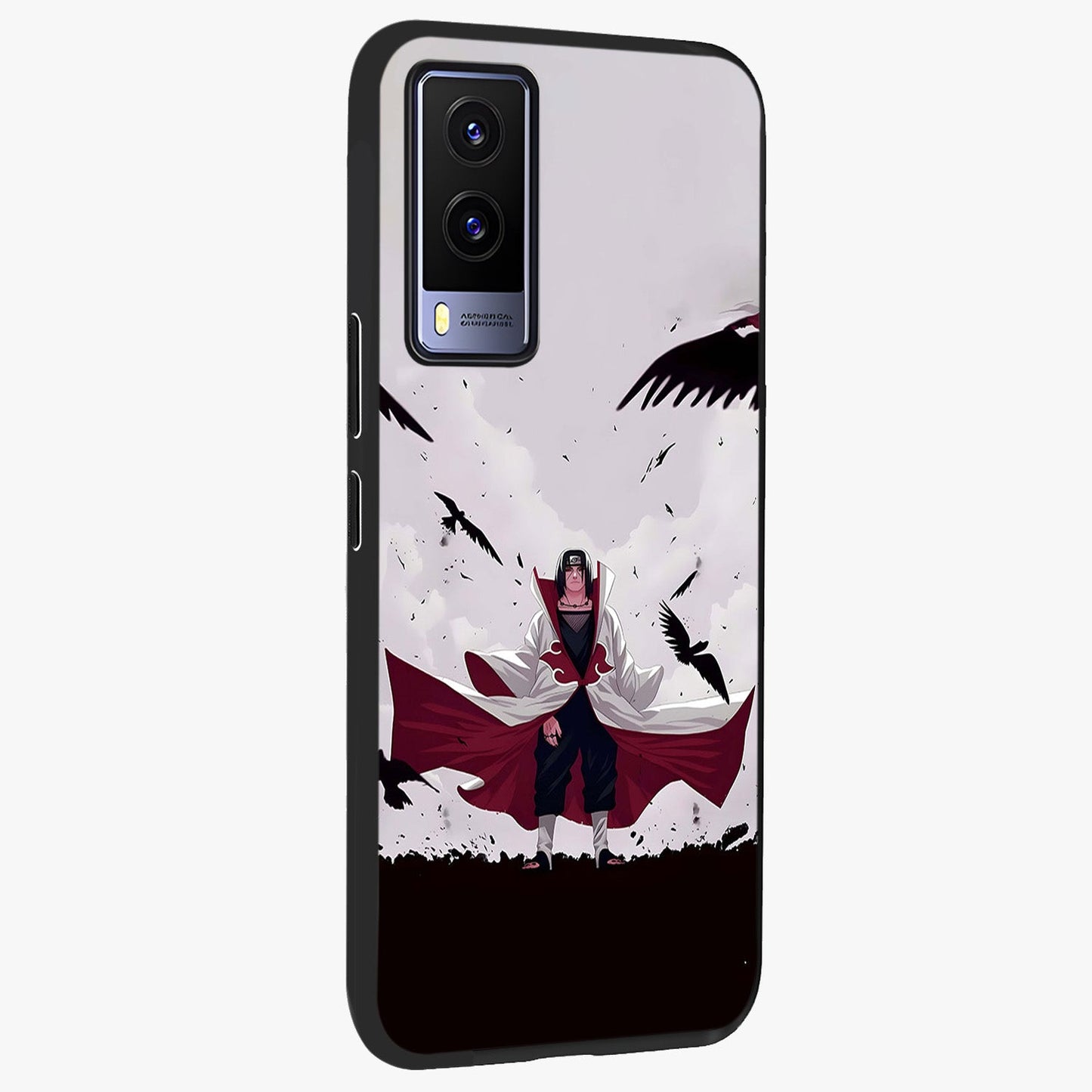 Crimson Crow Ascension Glass Case upright view showcasing dramatic crow artwork with bold gothic theme.