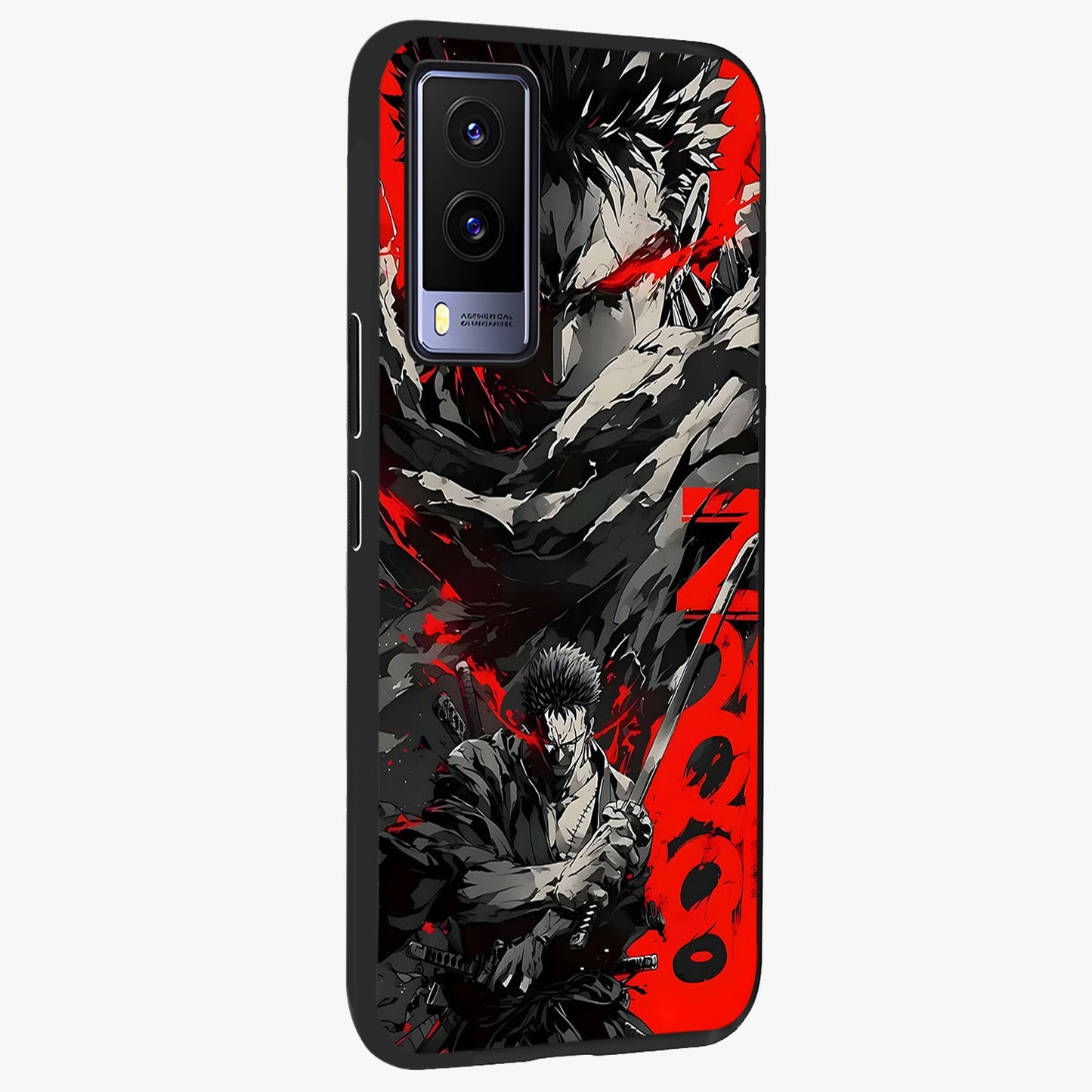 Demon Sword Resolve Glass Case upright view showcasing dramatic warrior artwork with intense battle theme.