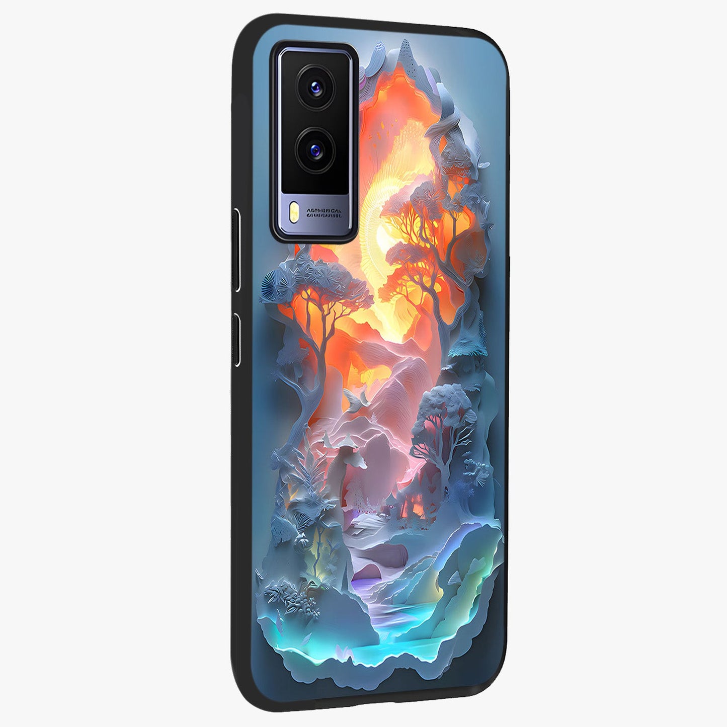 Glow Forest Portal Glass Case upright view showcasing enchanted forest portal artwork with fantasy nature theme.