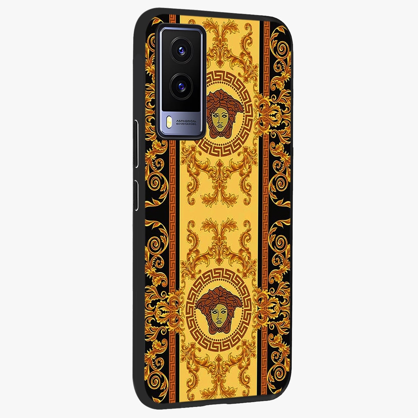 Golden Lotus Glow Glass Case upright view showcasing luminous lotus artwork with peaceful divine theme.