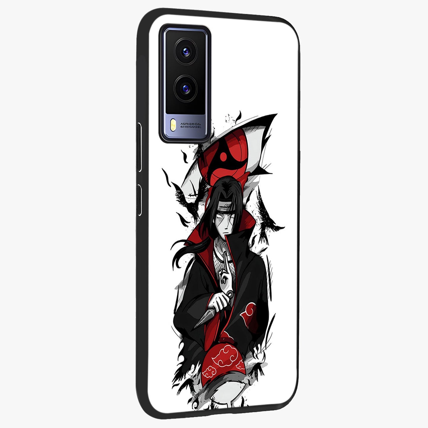 Itachi Limited Edition Naruto Anime Glass Case upright view showcasing intense anime artwork with powerful character theme.