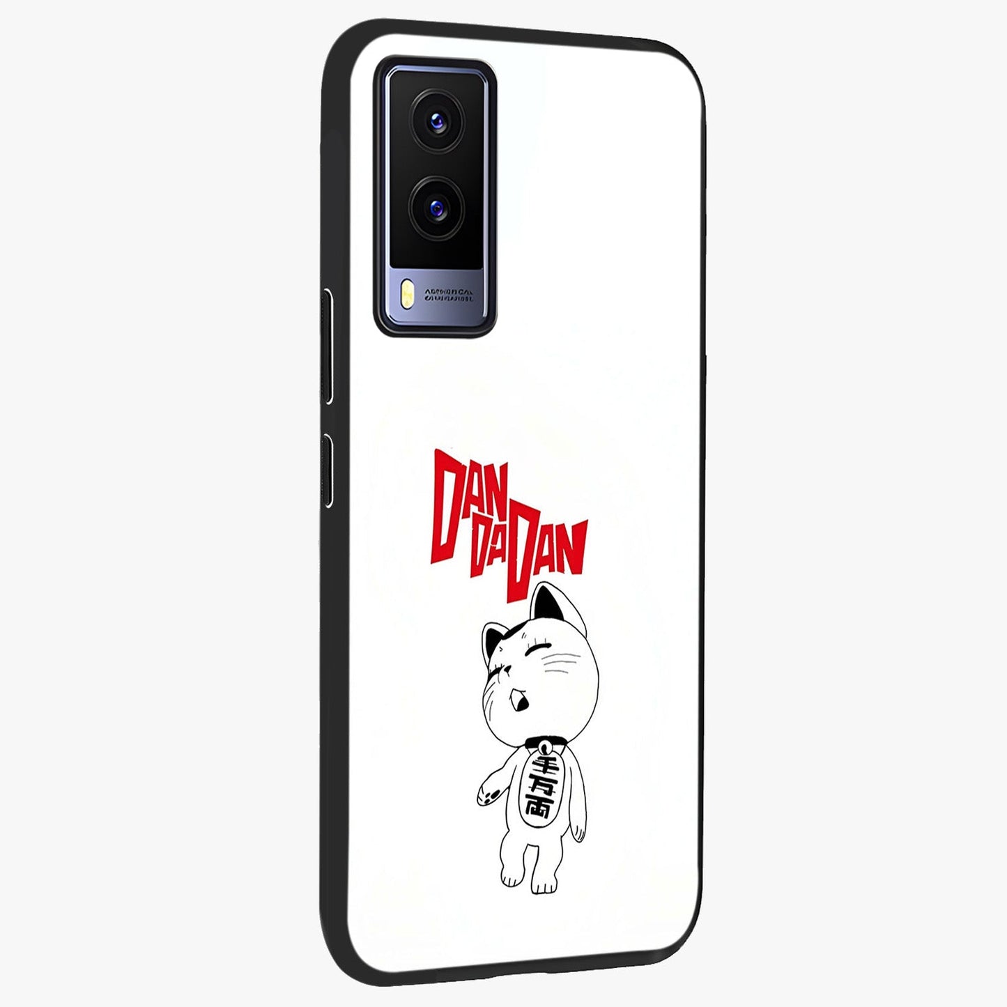Playful Spirit Charm Glass Case upright view showcasing vibrant charm artwork with fun artistic theme.