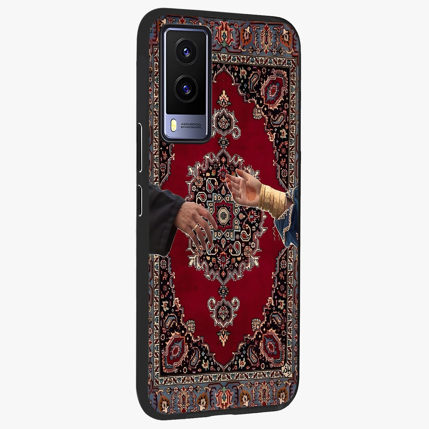 Royal Touch Reach Glass Case upright view showcasing stylish royal inspired artwork with graceful theme.