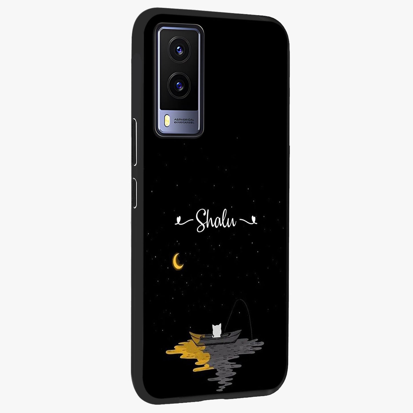 Silent Night Row Glass Case upright view showcasing tranquil night artwork with serene landscape theme.