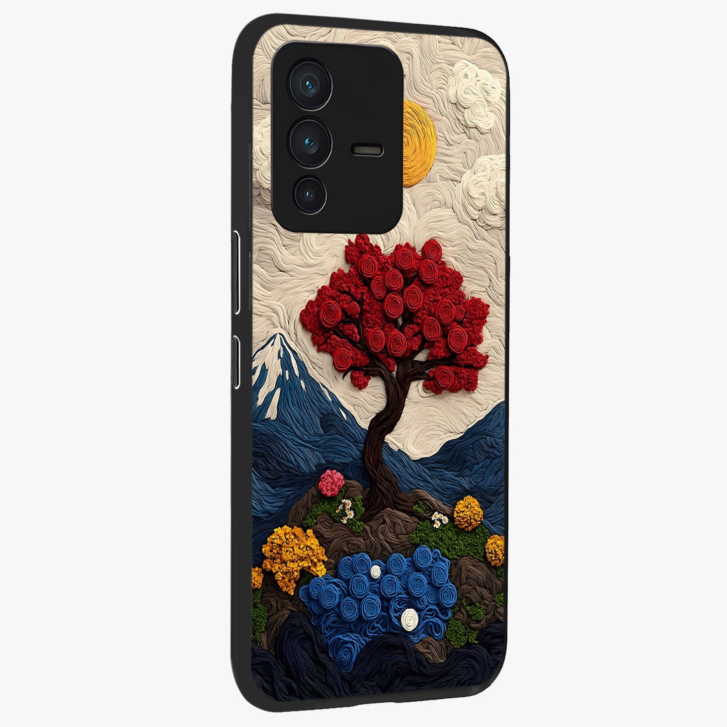 Eternal Nature Tapestry Glass Case upright view showcasing elegant nature tapestry design with decorative style.