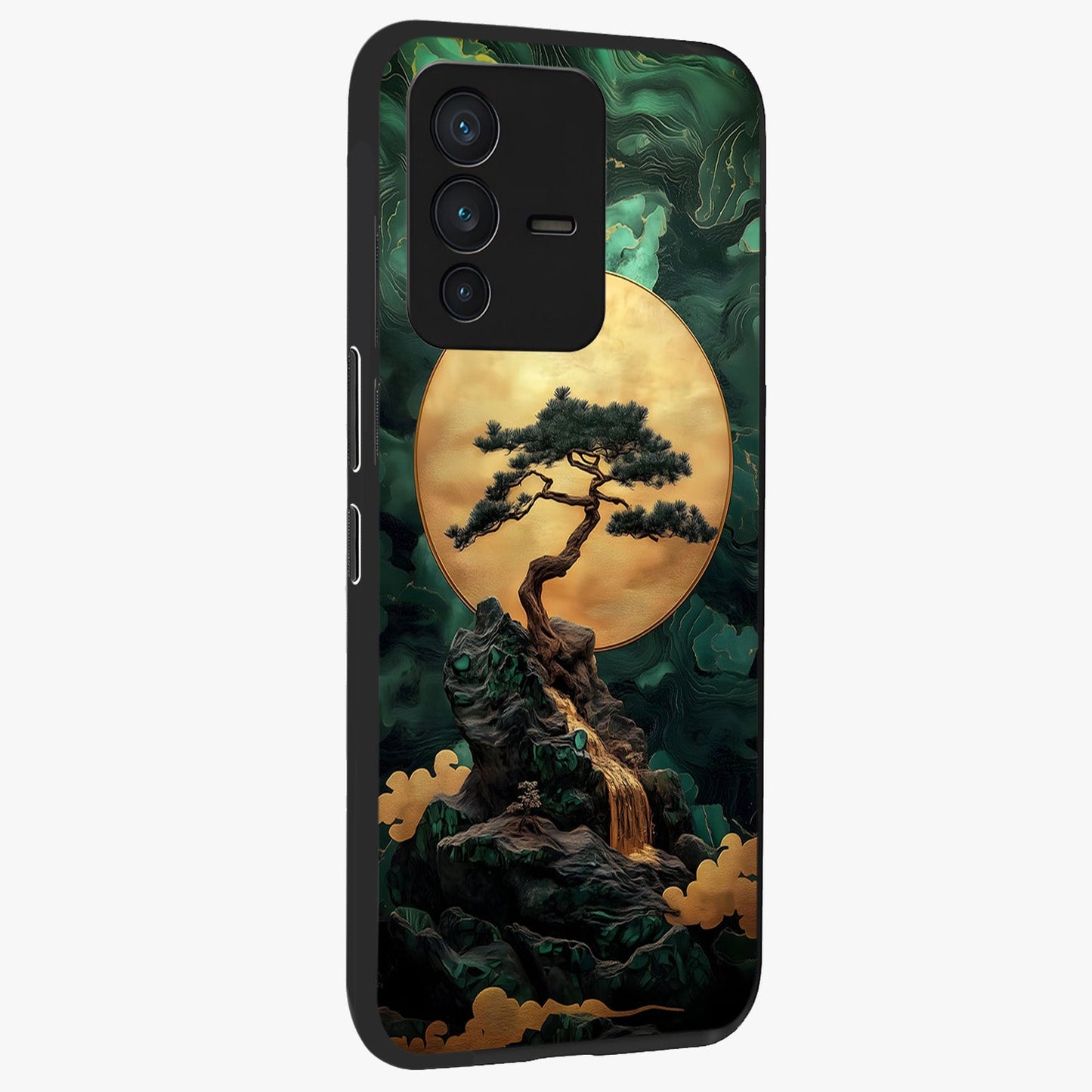 Zen Moon Rise Glass Case upright view showcasing serene moon artwork with tranquil night theme.