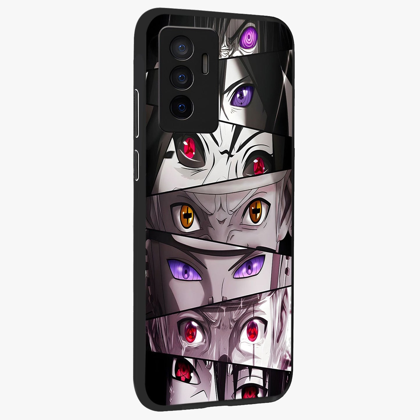 Eyes of Destiny Glass Case upright view showcasing symbolic eye artwork with dramatic artistic theme.