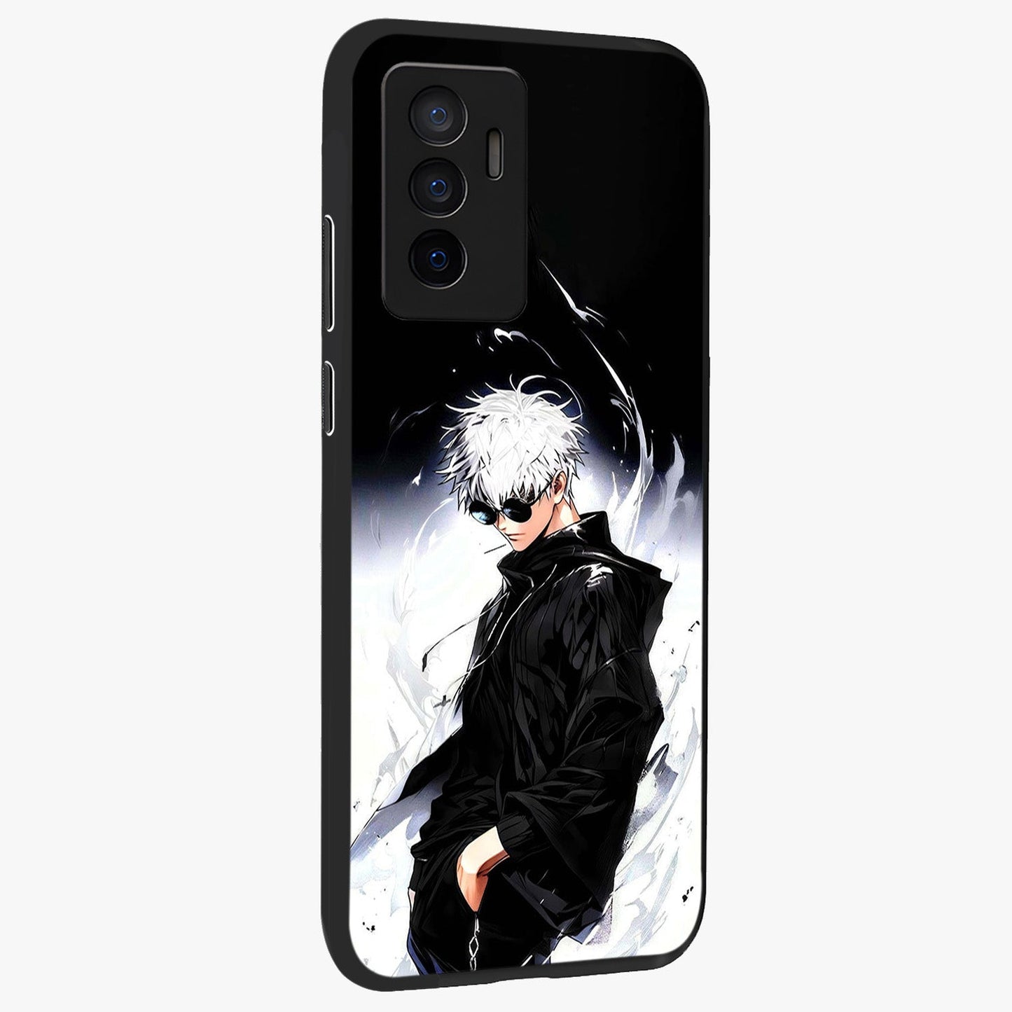 Limitless Shadow King Glass Case upright view showcasing bold shadow warrior artwork with epic fantasy theme.