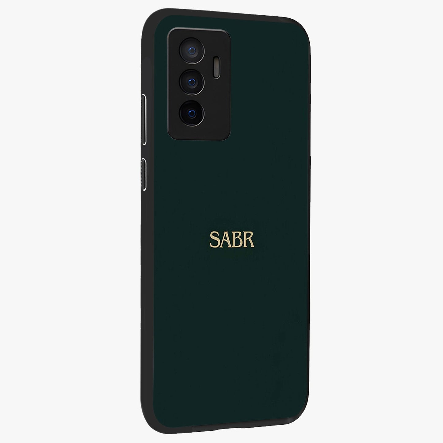 Sabr Minimal Patience Glass Case upright view showcasing calm minimalist artwork with motivational patience theme.