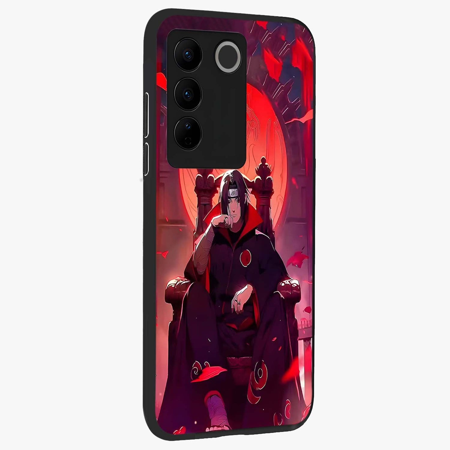 Blood Moon Sovereign Glass Case upright view showcasing powerful moon inspired artwork with cosmic aesthetic style.