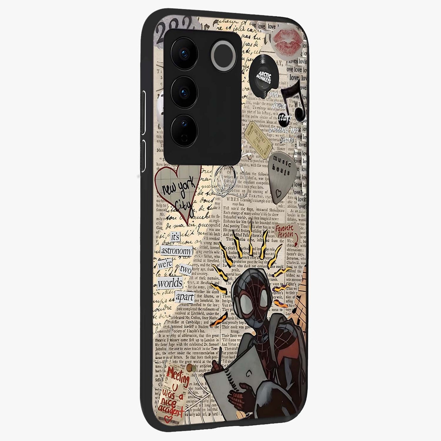 City Dream Sketch Glass Case upright view showcasing urban skyline artwork with stylish hand drawn design.