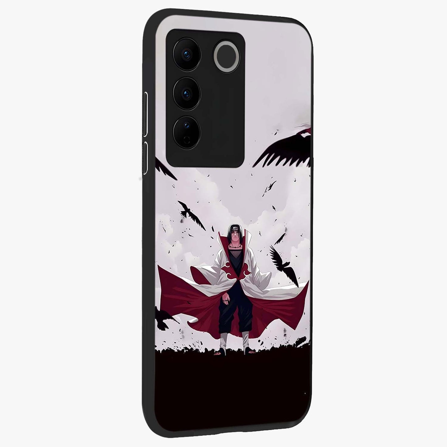 Crimson Crow Ascension Glass Case upright view showcasing dramatic crow artwork with bold gothic theme.