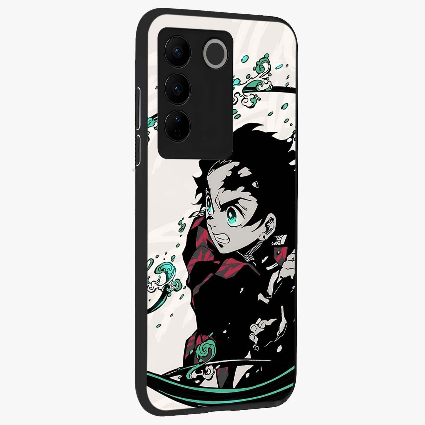 Demon Slayer Glass Case upright view showcasing powerful anime artwork with intense warrior theme.