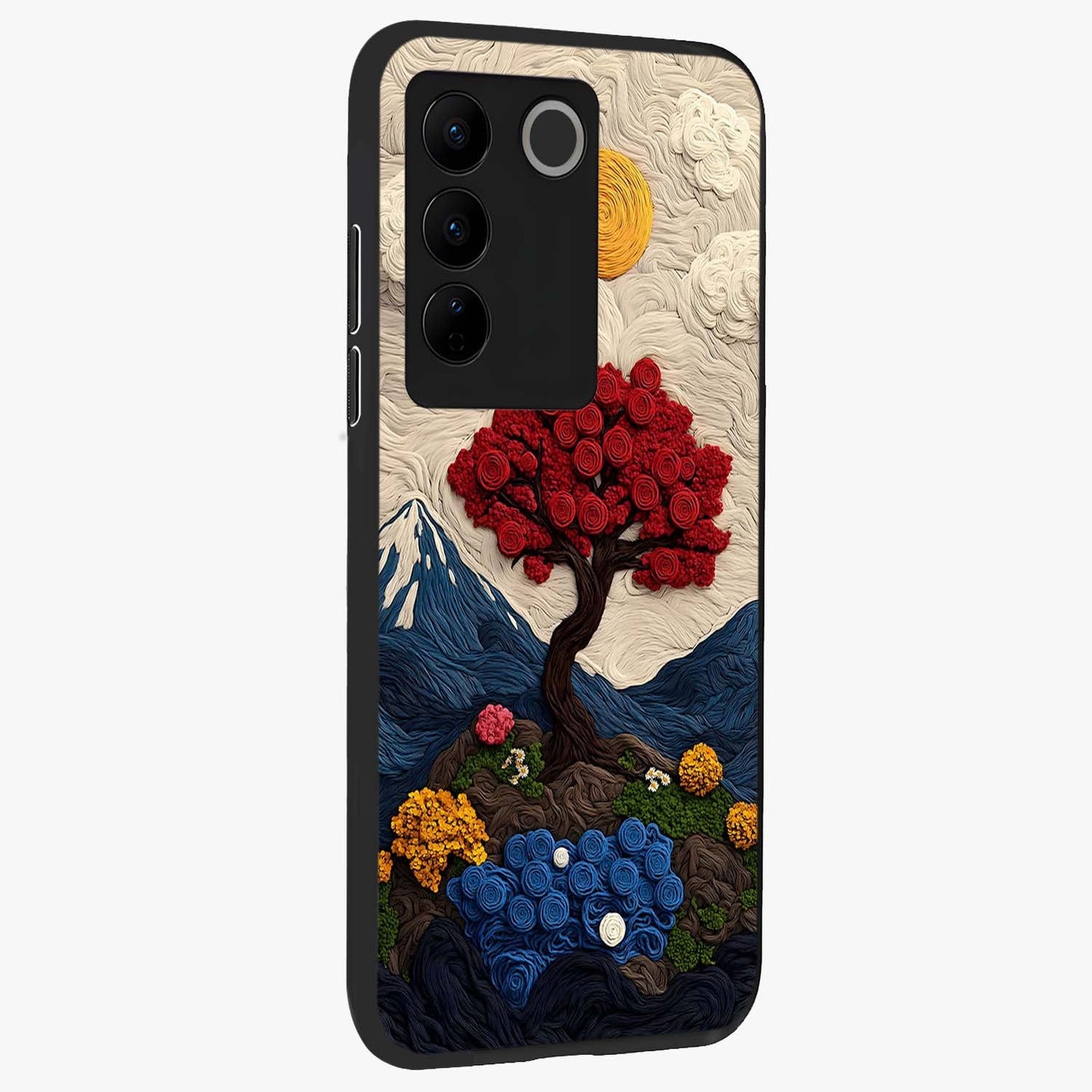 Eternal Nature Tapestry Glass Case upright view showcasing elegant nature tapestry design with decorative style.