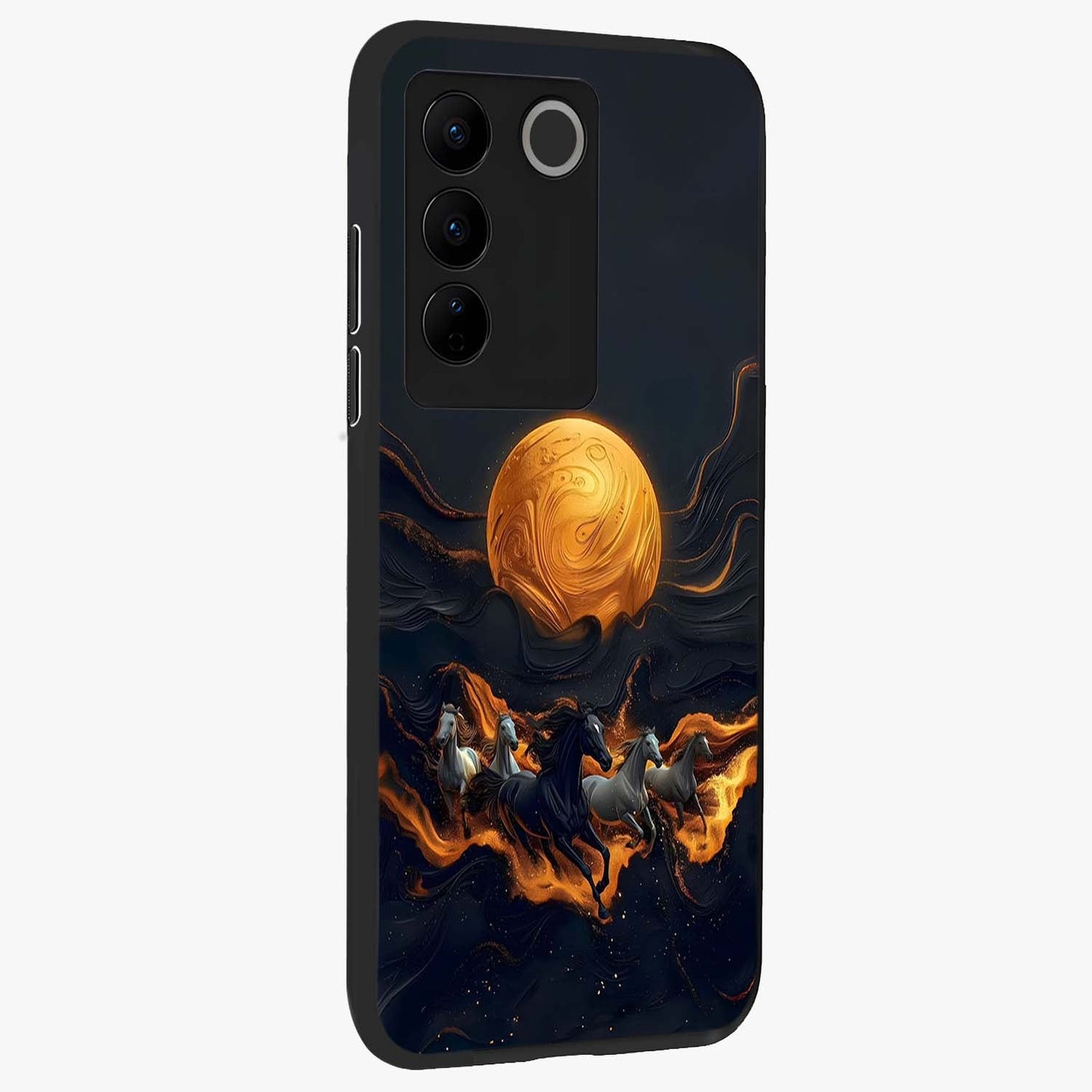 Golden Royal Heritage Glass Case upright view showcasing elegant royal artwork with classic heritage theme.