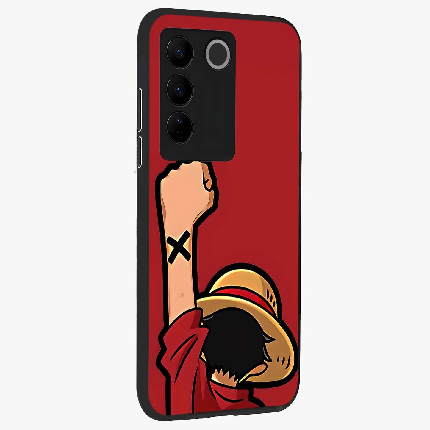 Luffy X Spirit Glass Case upright view showcasing striking anime artwork with adventurous character theme.