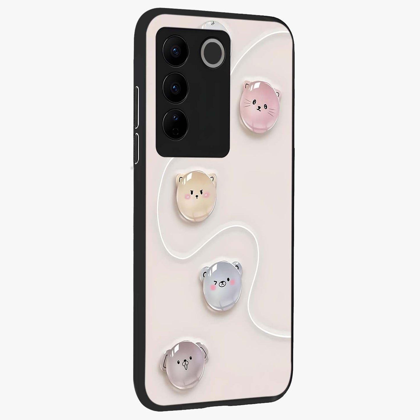 Puffy Face Parade Glass Case upright view showcasing adorable character artwork with cheerful animated theme.
