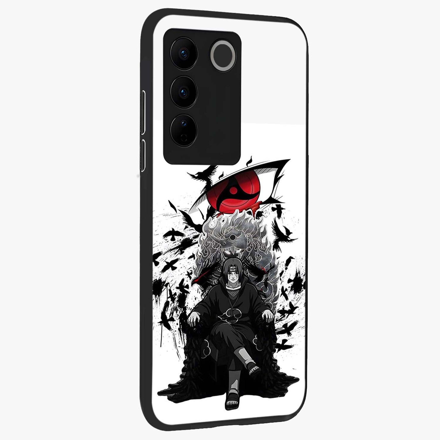 Uchiha Shadow Throne Glass Case upright view showcasing magical underwater galaxy artwork with vibrant cosmic theme.