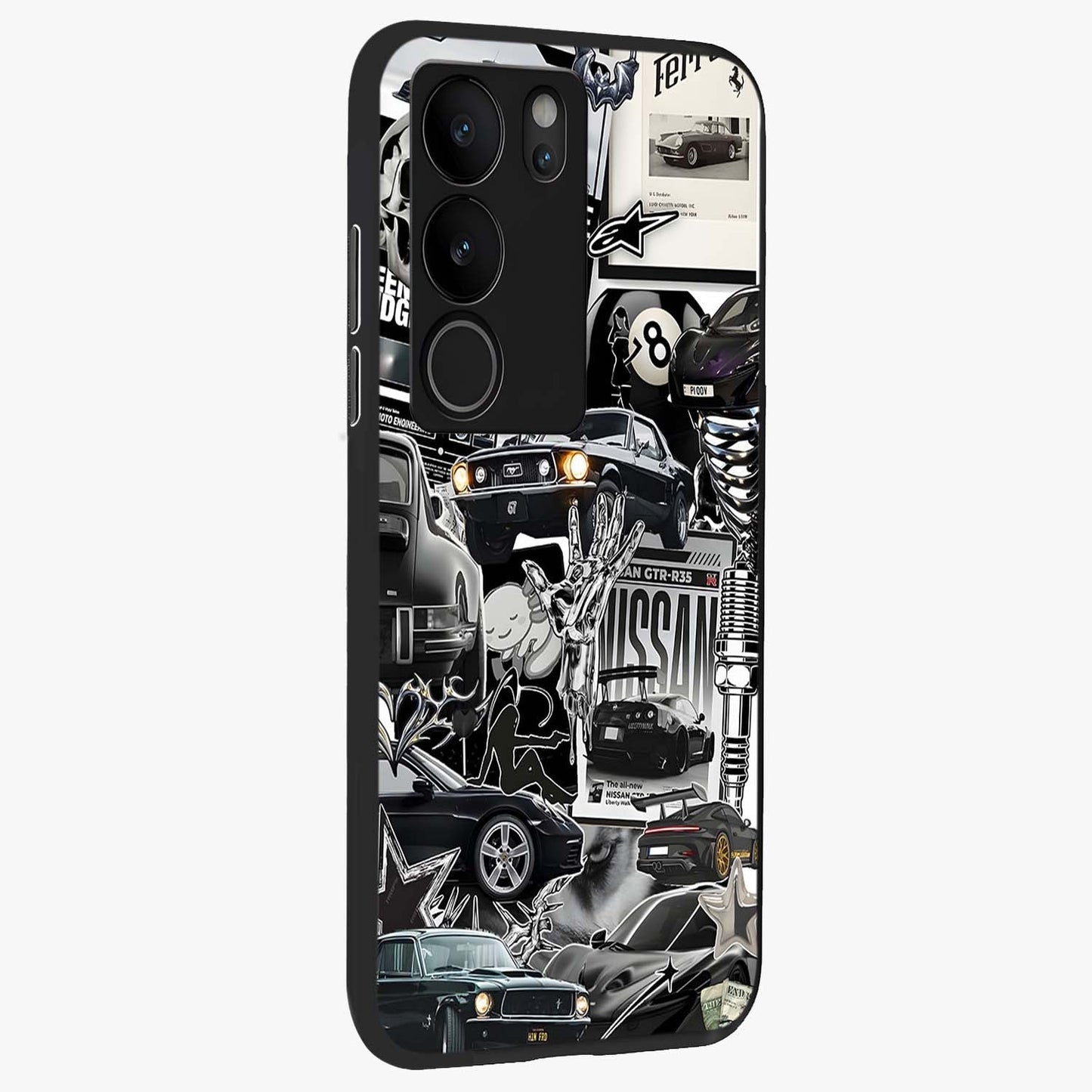 Aesthetic Dark Love Glass Case upright view showcasing dramatic romantic artwork with modern aesthetic style.