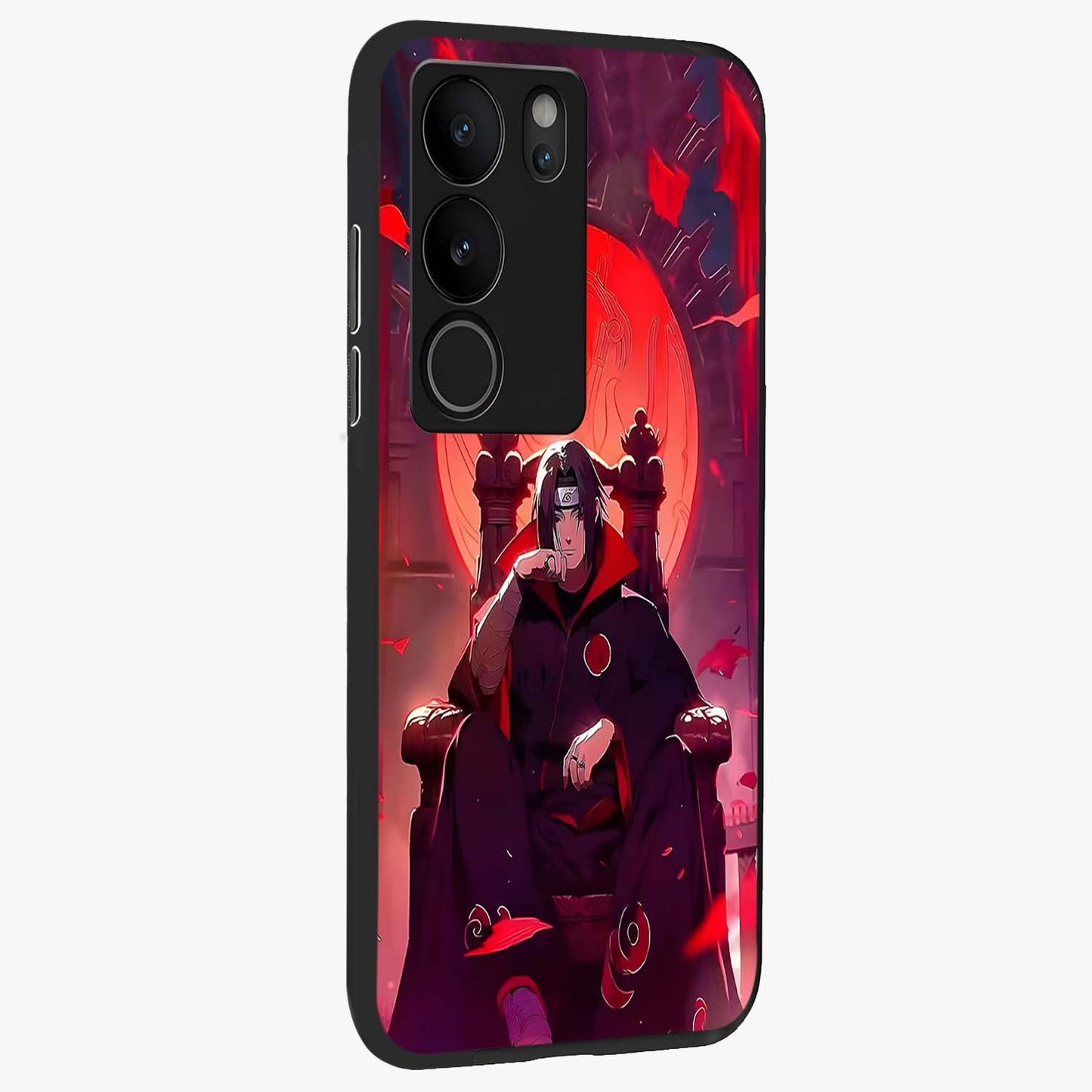 Blood Moon Sovereign Glass Case upright view showcasing powerful moon inspired artwork with cosmic aesthetic style.