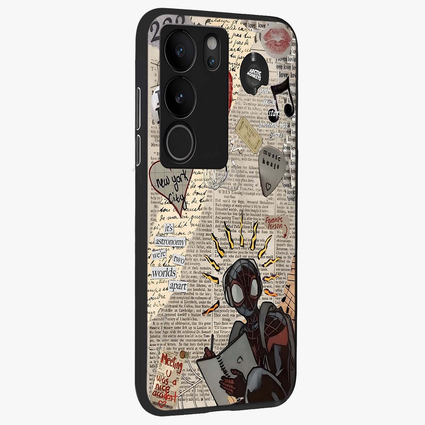 City Dream Sketch Glass Case upright view showcasing urban skyline artwork with stylish hand drawn design.