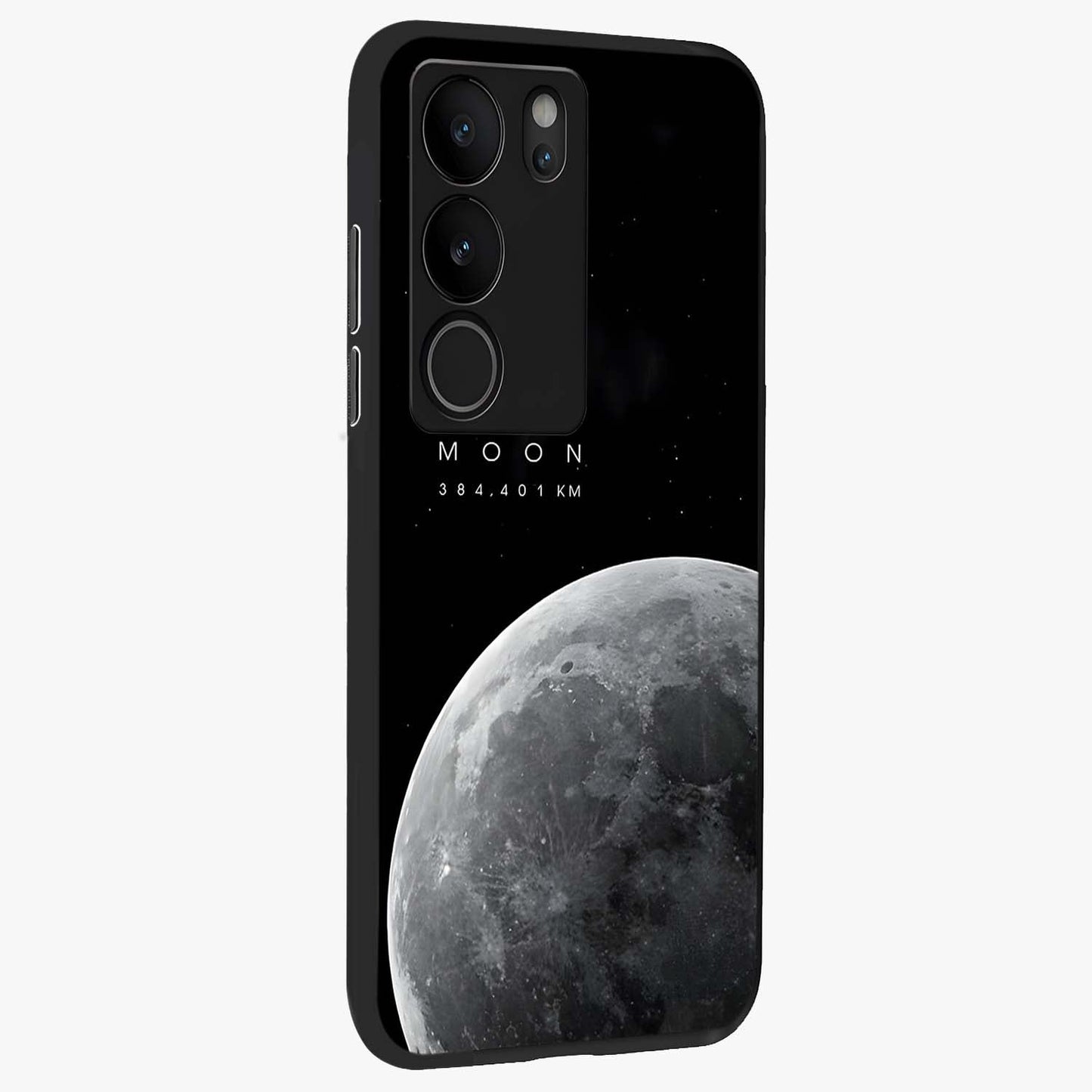 Cosmic Moon Glow Glass Case upright view showcasing luminous moon illustration with dreamy cosmic style.