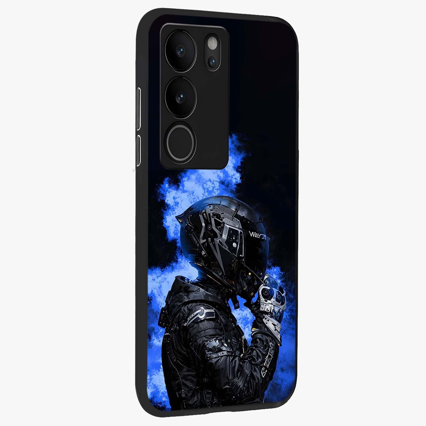 Cyber Sentinel Protocol Glass Case upright view showcasing advanced cyber sentinel artwork with futuristic tech theme.