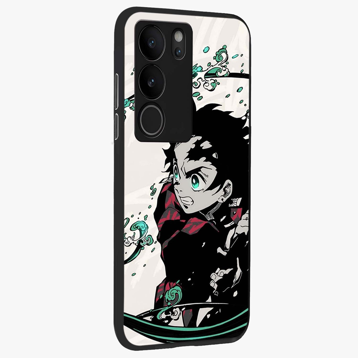 Demon Slayer Glass Case upright view showcasing powerful anime artwork with intense warrior theme.