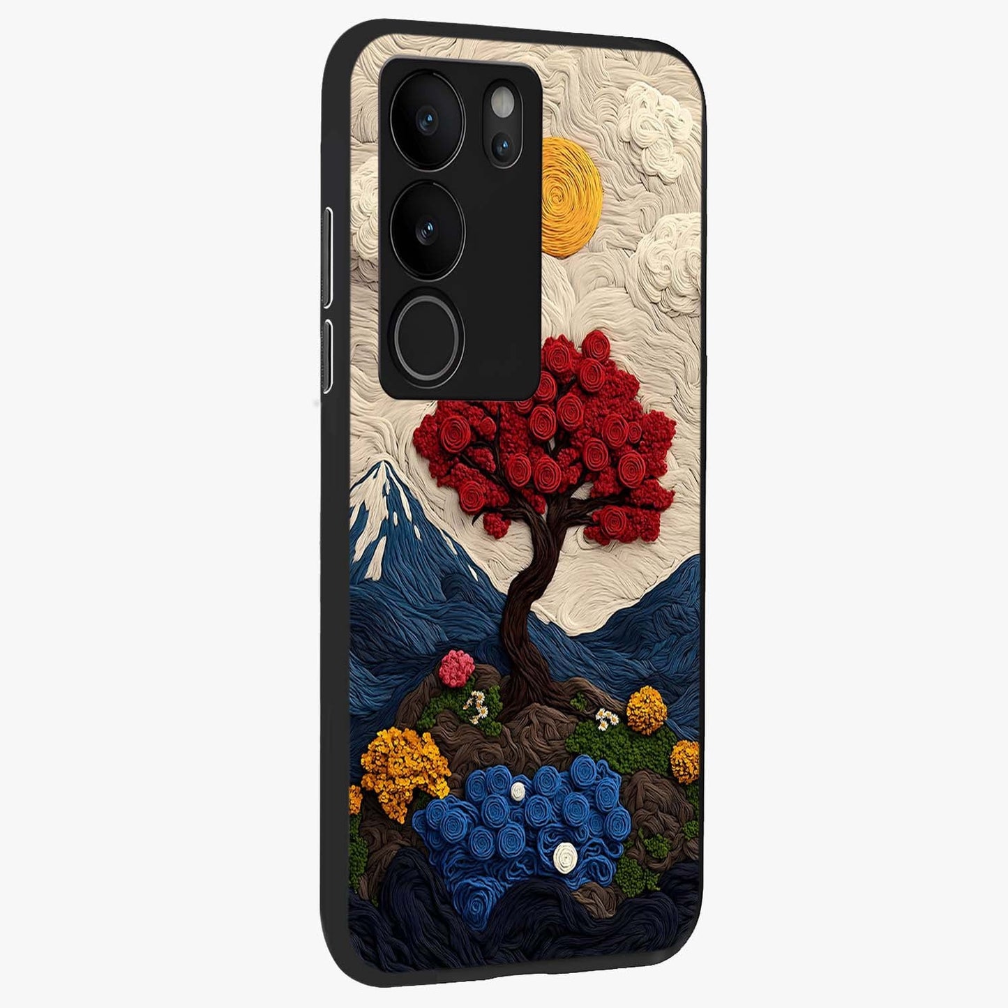 Eternal Nature Tapestry Glass Case upright view showcasing elegant nature tapestry design with decorative style.