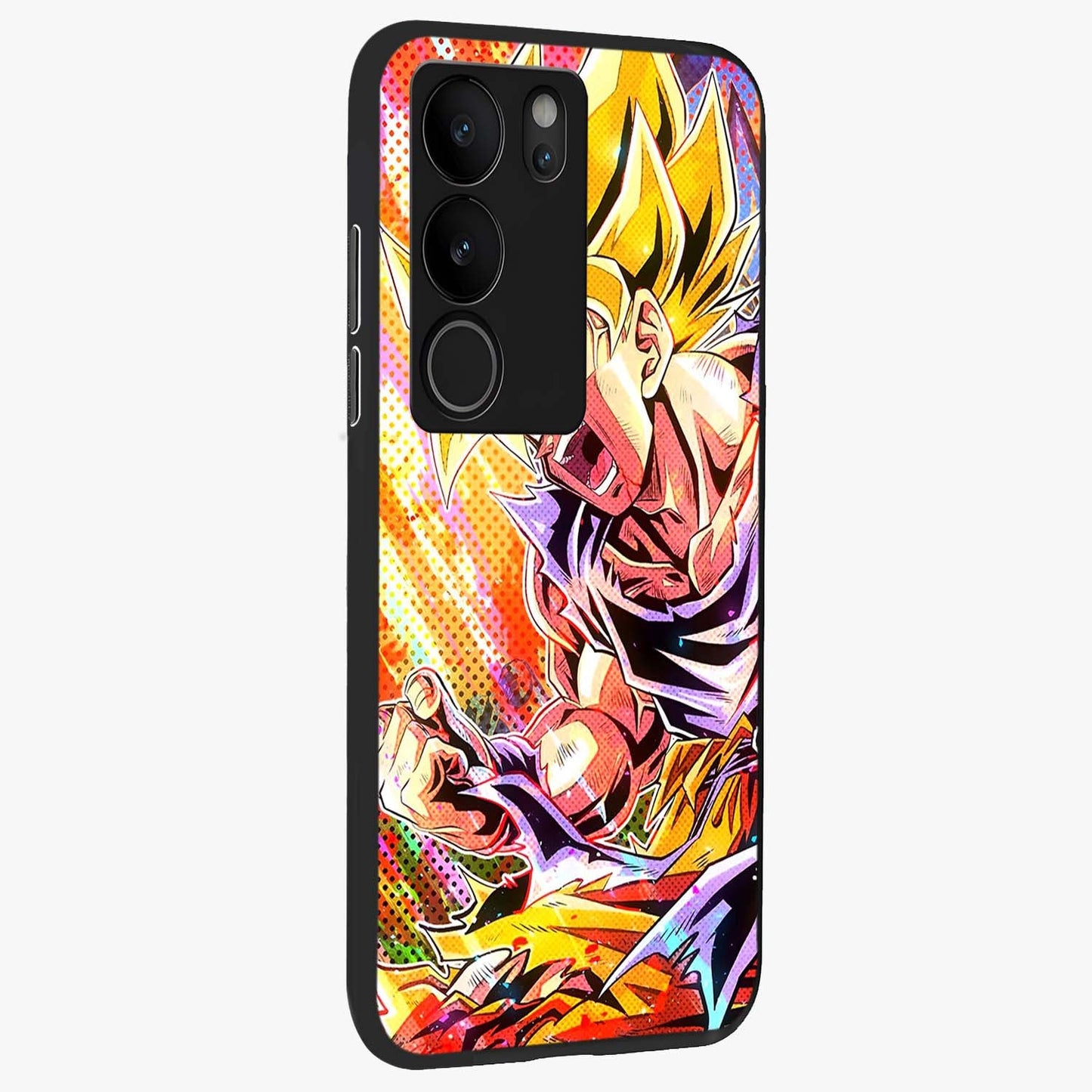 Firing Goku Glass Case upright view showcasing energetic anime artwork with bold warrior theme.