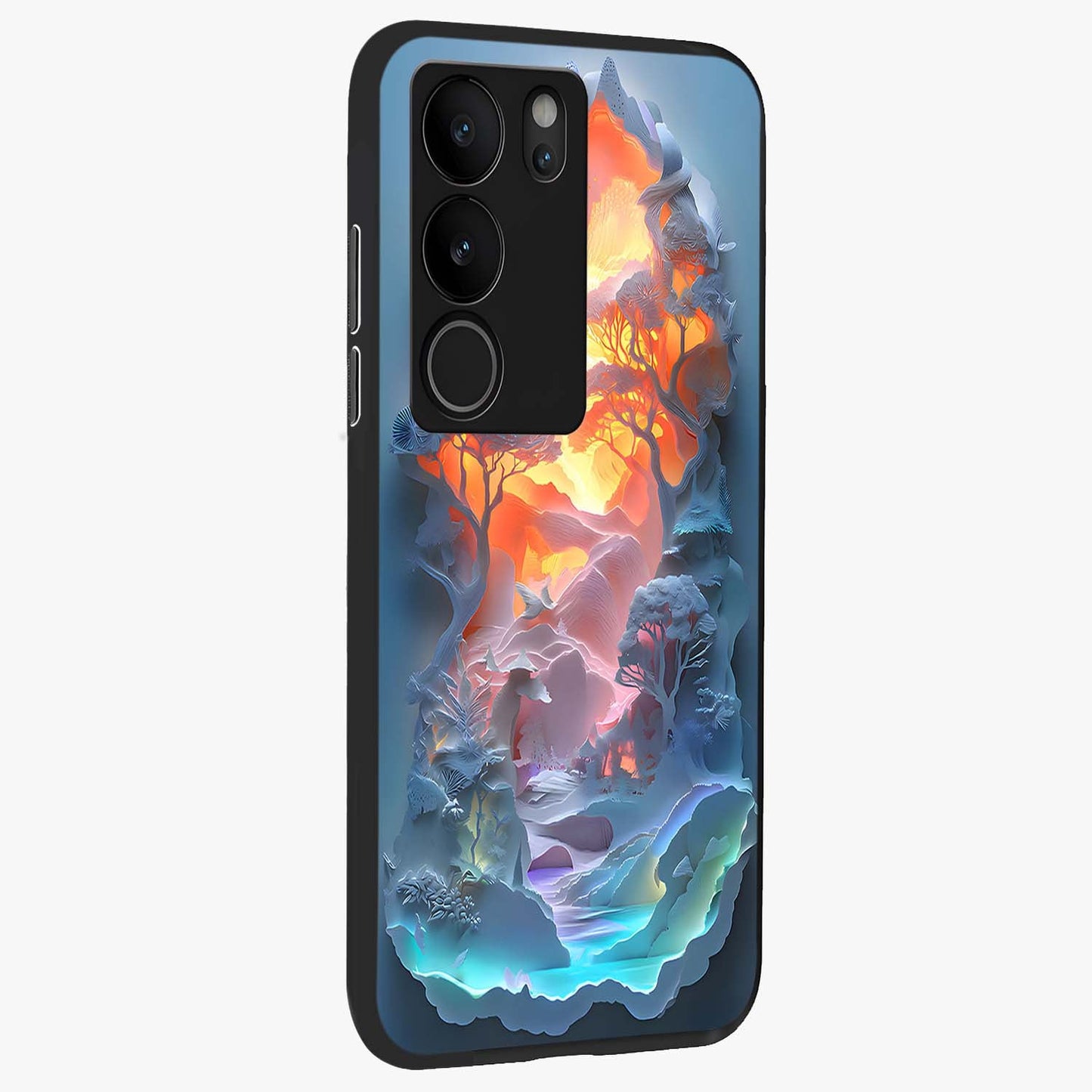 Glow Forest Portal Glass Case upright view showcasing enchanted forest portal artwork with fantasy nature theme.
