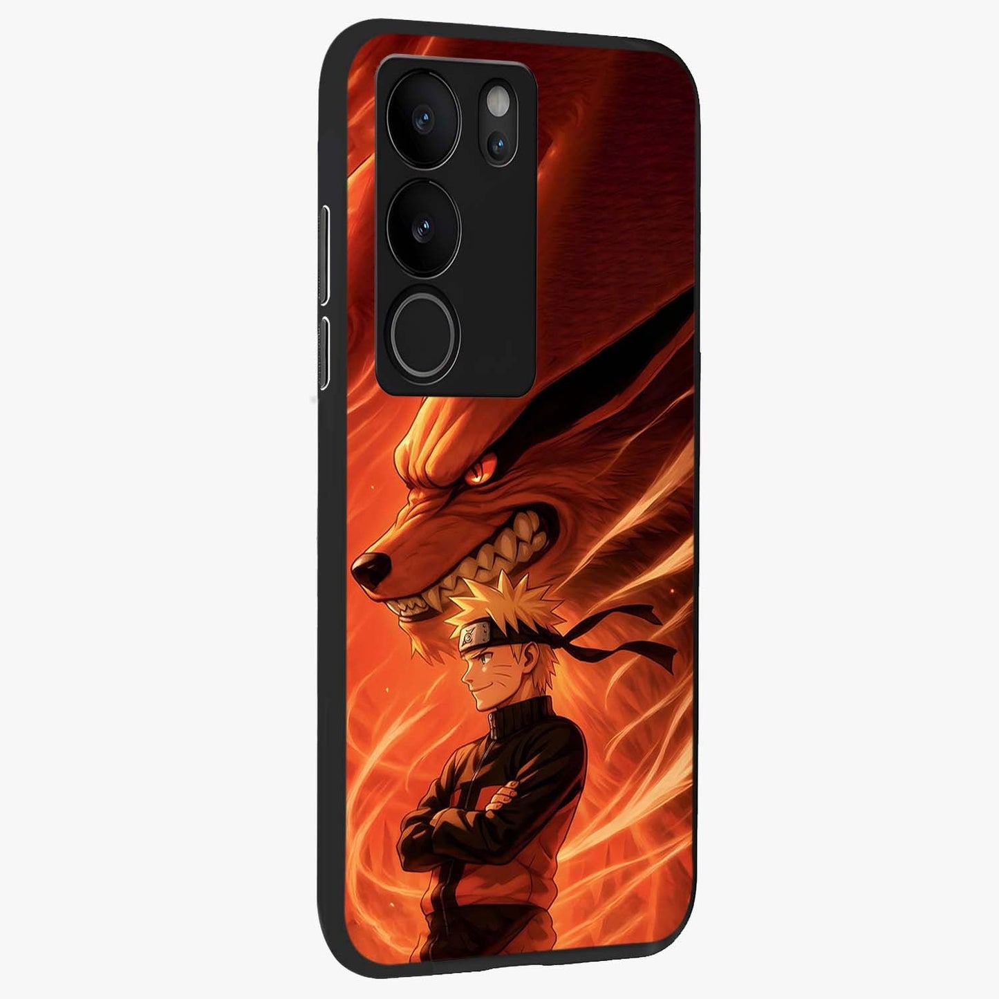Nine Tails Legacy Glass Case upright view showcasing dramatic nine-tails artwork with intense anime themed design.