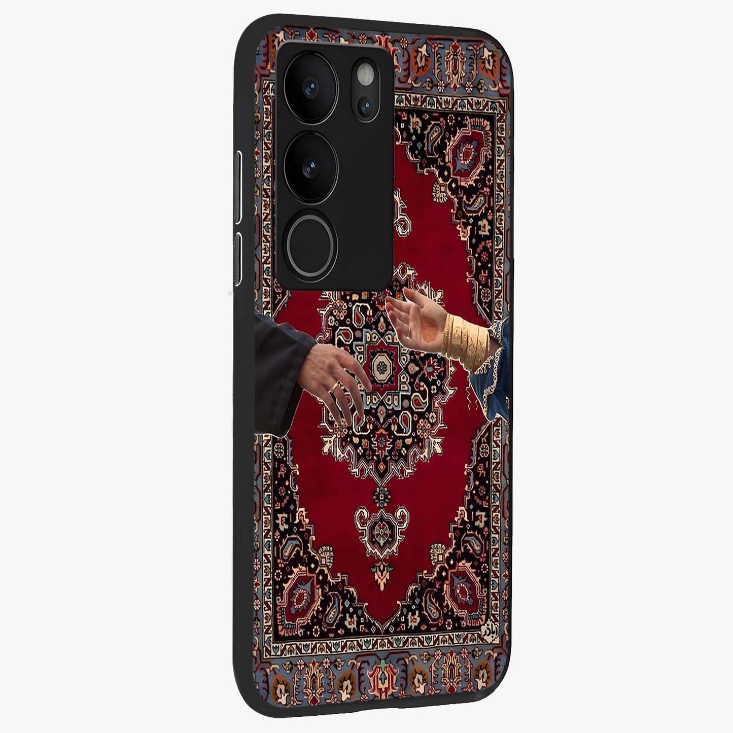 Royal Touch Reach Glass Case upright view showcasing stylish royal inspired artwork with graceful theme.