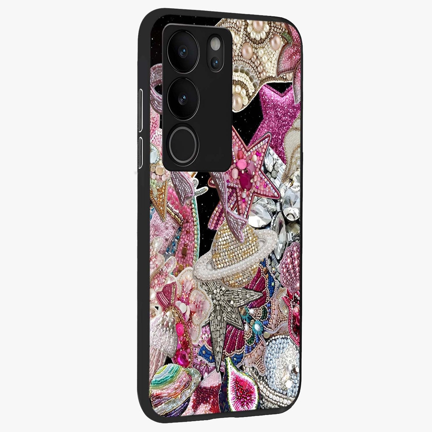 Starlit Jewel Dream Glass Case upright view showcasing radiant star inspired artwork with magical night theme.