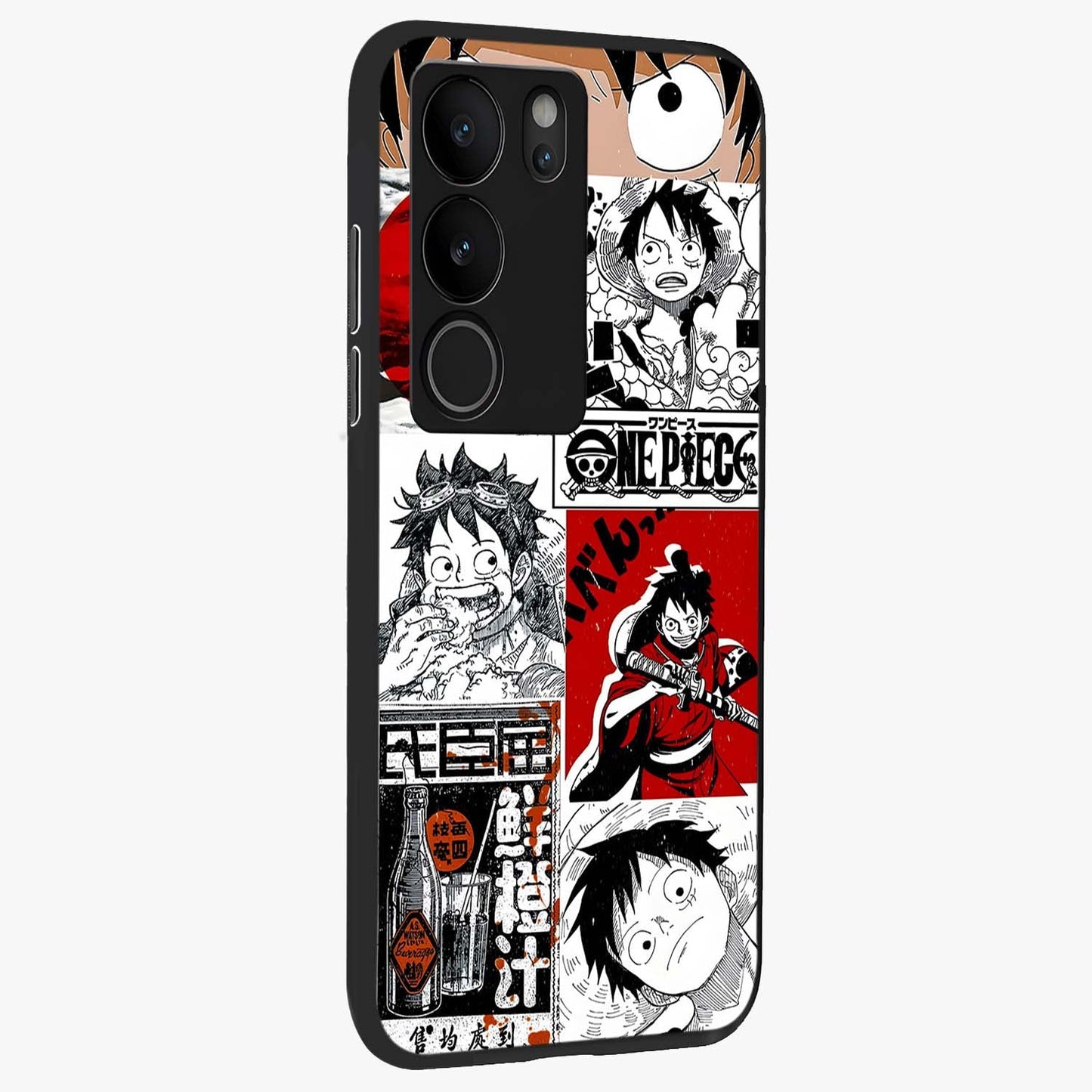 Strawhat Chaos Panels Glass Case upright view showcasing energetic anime artwork with bold adventure theme.